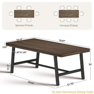 70 Inch Farmhouse Dining Table for 6 to 8, Large Rectangular Dinner Table for Dining Room, Home Office, Living Room - 1 of 4