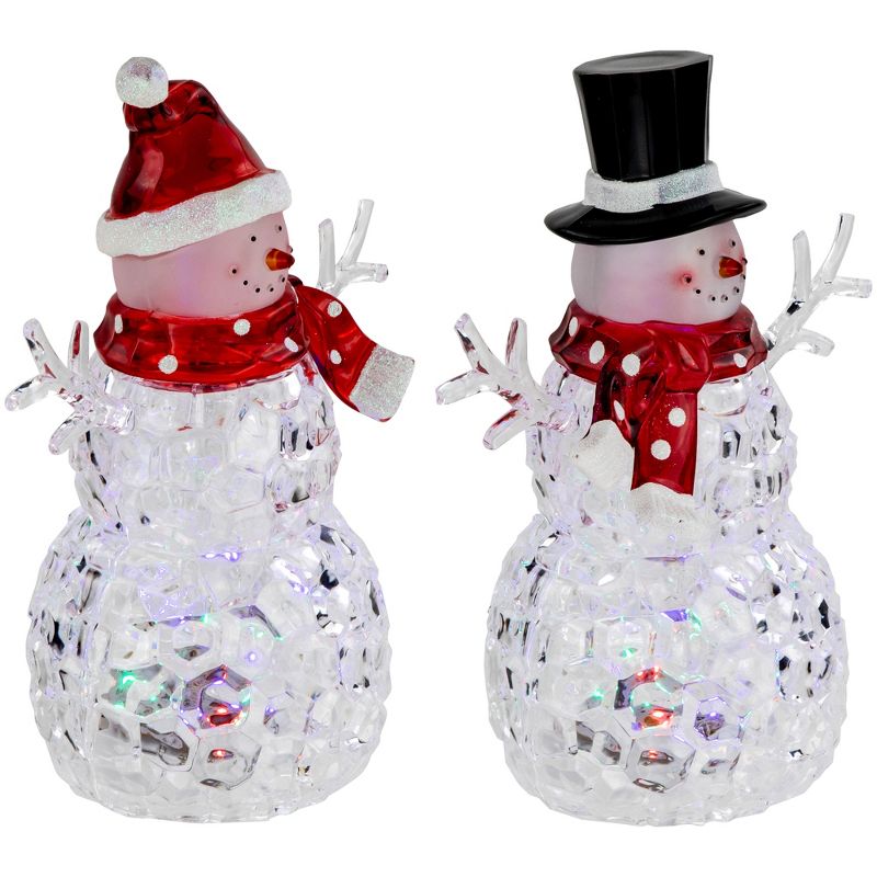 Northlight LED Lighted Snowmen Acrylic Christmas Decorations - 9" - Set of 2, 4 of 8
