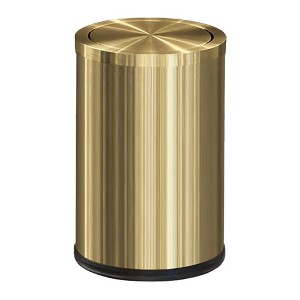 Aoibox Small Trash Can with Flipping Lid, Gold Bathroom Trash Can with Lid, 2.4 Gallon, Brass Trash Can for Room, Laundry, Hotel, Office,Metallic Gold - 1 of 4
