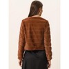 Allegra K Women's Winter Warm Cropped Collarless Faux Fur Fluffy Jacket - 4 of 4