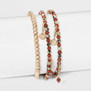 Brass Semi Red Jasper Dalmatian Wrap Bracelet - Universal Thread Gold, Women