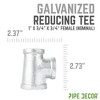 Pipe Decor 1 in. x 3/4 in. x 3/4 in. Galvanized Reducing Tee - 3 of 4