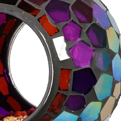Iridescent Purple Mosaic Glass Hanging Bird Feeder, 6-Inch