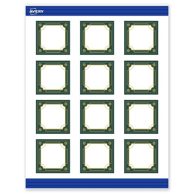 Avery Square Cards, 2" x 2", Gold-Green Border, Matte, 120ct