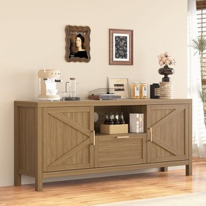 Farmhouse TV Stand for TVs Up to 65 Inch, Entertainment Center with Door, Media Console Cabinet,TV Console Cabinet with Storage & Adjustable Shelf - 1 of 4