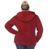 Plus Size Hooded High Pile Fleece Jacket - White Mark - 3 of 4