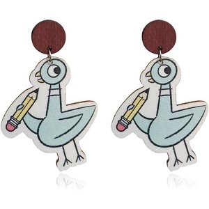 Lightweight Animal Drop Earrings - Wooden & Acrylic Cat, Dog & Elephant, Cute Asymmetric Teacher's Day Gift - 1 of 4