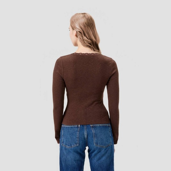 Playera de escote en V de manga larga con encaje para mujer - A New Day™ 2