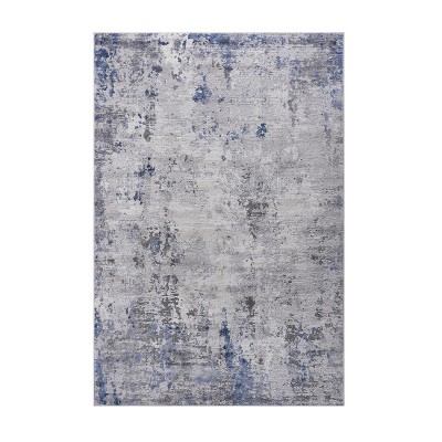 8'x10' Silver/Blue Abstract Area Rug ¨C Non-Shedding, Stain-Resistant Modern Carpet for Living Room, Bedroom, or Office - Nertpow