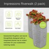 Good Ideas Impressions Riverwalk 50 Gallon Faux Slate Surface Dual Spigot Rain Barrel with 2 Brass Spigots and Screen, Light Granite (2 Pack) - 2 of 4