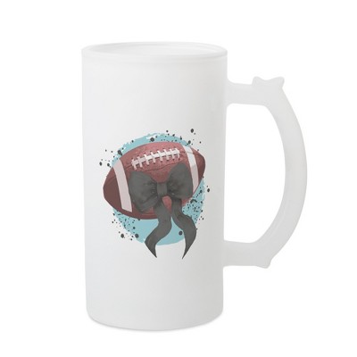Elanze Designs Freezable Beer Stein Mug With Thumb Grip Handle, 16 Ounce Frosted Glass, Football Paint Splatter
