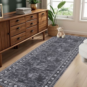 Bordered Machine Washable Area Rugs, Area Rugs for Bedroom, Soft Lightweight Non Slip Indoor Carpet, Living Room Rug - 1 of 4
