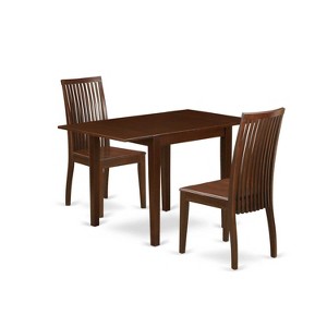 HomeStock 3-Pc Mahogany Finish Solid Wood Top Dining Table Set - 1 of 4
