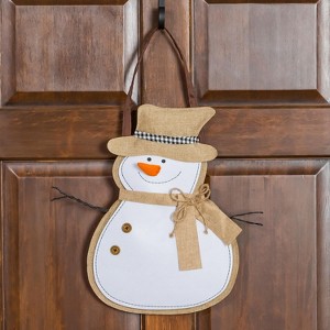 Evergreen Snowman Burlap Door Decor, 13.50x17.50"H - 1 of 4