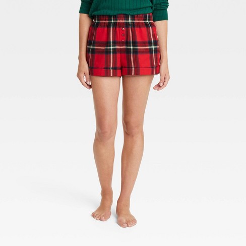 Women's Plaid Flannel Pajama Shorts - Stars Above™ Red Tartan