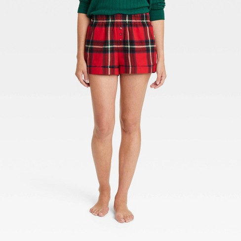 Women's Plaid Perfectly Cozy Flannel Lounge Pajama Shorts - Stars Above Red  XL, Women's, by Stars Above