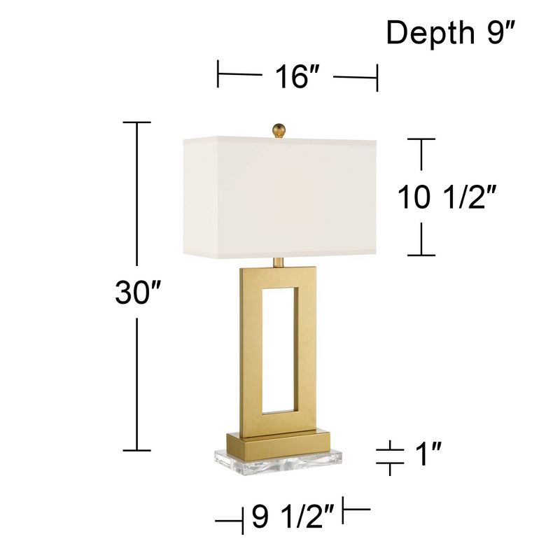 360 Lighting Marshall Modern Table Lamp with Clear Riser 30" Tall Gold Oatmeal Rectangular Shade for Bedroom Living Room Bedside Nightstand Office, 4 of 8