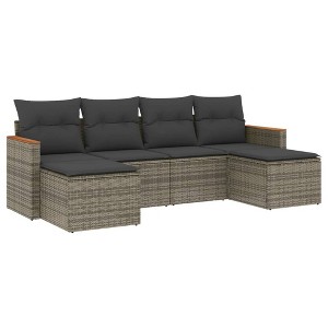 vidaXL 6 Piece Patio Sofa Set with Cushions - Gray Without Table - 1 of 4
