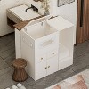 ATJafurn 40.2" Hidden Cat Cabinet with Hydraulic Glass Door and Storage, Modern White Cat Litter Box Enclosure Furniture for Living Room - 4 of 4
