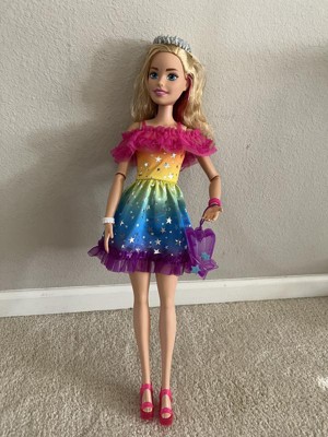 Barbie 28" Large Doll With Blond Hair And Rainbow Dress : Target