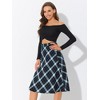 INSPIRE CHIC Women's Tartan Plaid High Waist Belted Vintage A-Line Midi Skirt - 3 of 4