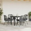vidaXL Patio Dining Set with Cushions Garden Table and Chairs Poly Rattan Glass - Black 31.5" x 31.5" x 29.1" 4 Items - 3 of 4