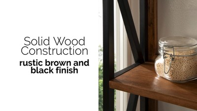 Rustic Brown and Black 3-Tier Floating Wood Wall Shelf