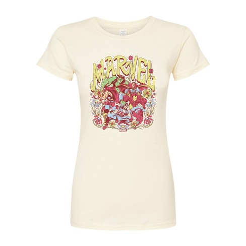 Women's - Marvel - Avengers Floral Juniors Fitted Graphic T-Shirt - image 1 of 2