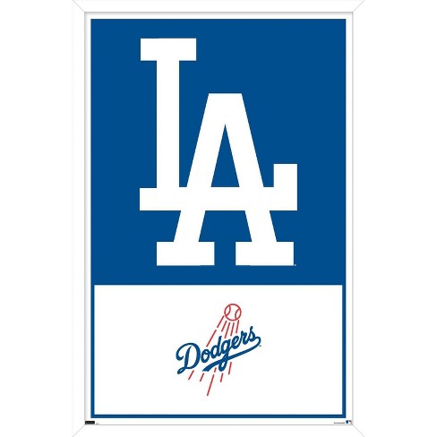 Trends International Mlb Los Angeles Dodgers - Logo 22 Framed Wall Poster  Prints White Framed Version 22.375 X 34 : Target
