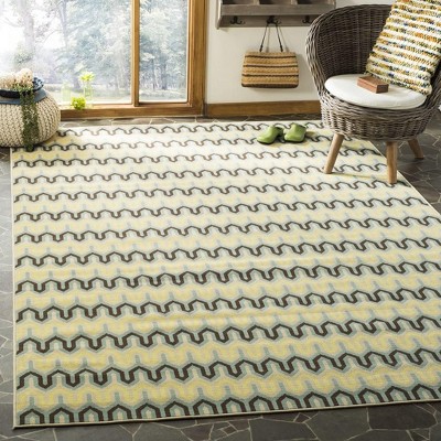 Hampton Light Blue Geometric Synthetic Outdoor Area Rug