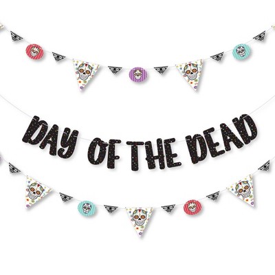 Big Dot of Happiness Day of the Dead - Sugar Skull Party Letter Banner Decoration - 36 Banner Cutouts and Day of the Dead Banner Letters