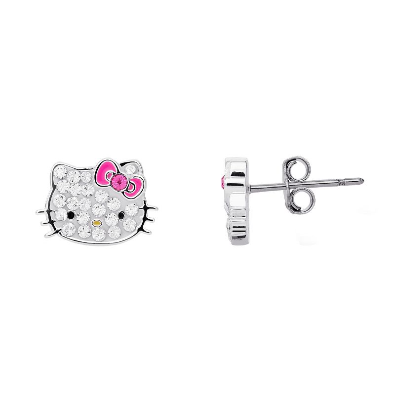 Hello Kitty Clear Crystal Silver Plated Stud Earrings, 4 of 6