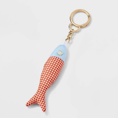 Fish Clip On Handbag Charm - Universal Thread™ Gingham Red