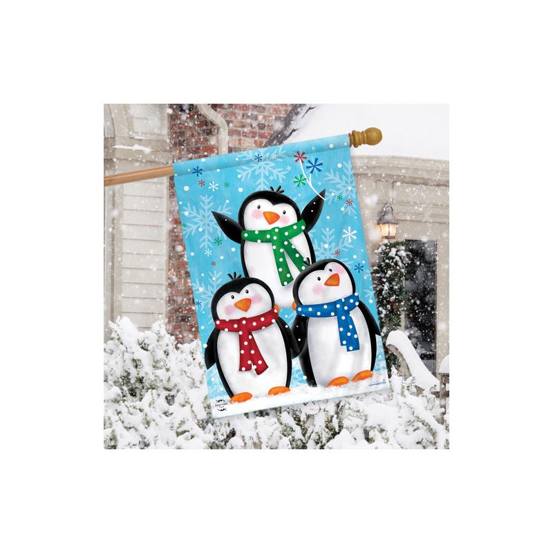 Briarwood Lane Winter Penguins House Flag Primitive Snowflakes Sc, 3 of 4