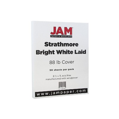 JAM Paper Strathmore 88lb Cardstock 8.5 x 11 Coverstock Bright White Laid 301005