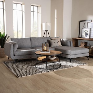 Baxton Studio Leni Modern Grey Twill Fabric Right Facing Sectional Sofa - 1 of 4
