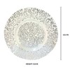 Essential Decor & Beyond 13.2" Modern Round Glass Charger with Silver Floral Pattern Set of 4 - 3 of 4