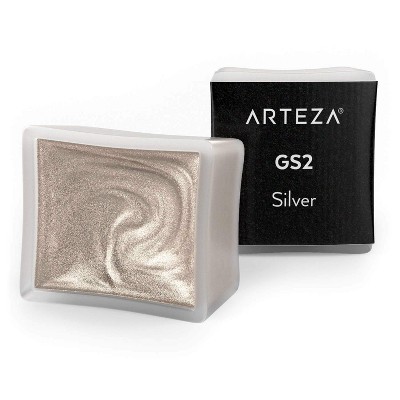 Arteza Metallic Watercolors Half Pan, A701 Silver - 2 Pack (ARTZ-3527)