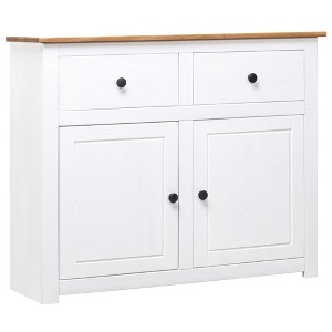 vidaXL Sideboard White 36.6"x15.7"x31.5" Solid Pinewood Panama Range - 1 of 4