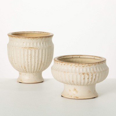 5.5"H and 7.75"H Sullivans Wide French Ceramic Urn - Set of 2, Multicolored