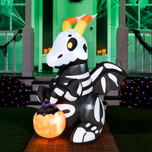 6 Ft Halloween Inflatable Skeleton Dog with shops Tombstone Pumpkin Combo Set