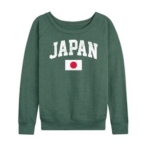 Women's - Instant Message - Japan Flag Lightweight French Terry Wide Neck Long Sleeve Graphic Shirt - 1 of 4