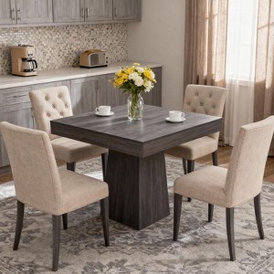 Square Dining Table for 4, 31.5" Small Kitchen Table with Sturdy Pedestal Base, Farmhouse Dining Tables for Kitchen, Living Room, Cafe, Apartment - 1 of 4