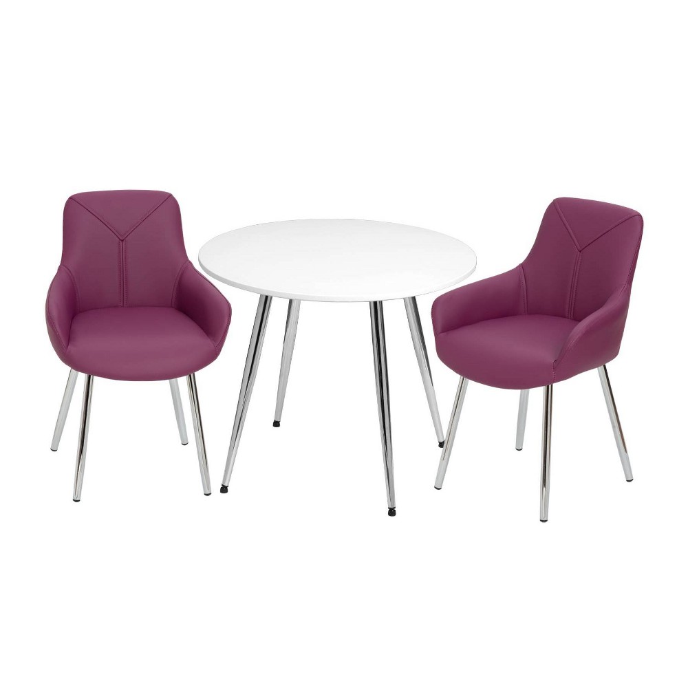 Photos - Other Furniture Kids' Table with 2 Modern Upholstered Chairs Purple - Gift Mark