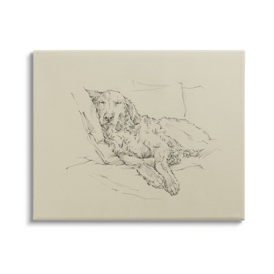 Stupell Resting Labrador Dog Pencil Sketch Gallery Wrapped Canvas Wall Art