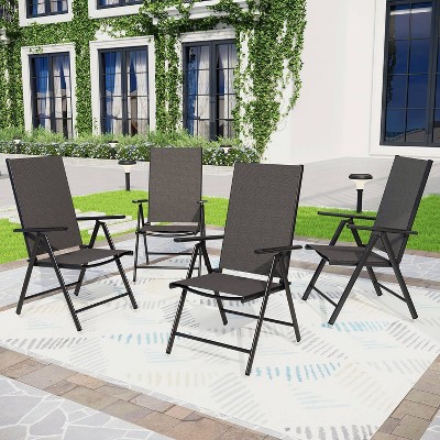 4pk Adjustable Patio Folding Chairs - Black - Captiva Designs