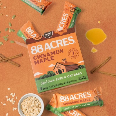 88 Acres Cinnamon Maple Seed & Oat Granola Bars - 7g Protein - 8oz/5ct