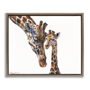 Stupell Industries Baby Giraffe Animal Watercolor Black Framed Floater Canvas Wall Art - 1 of 4