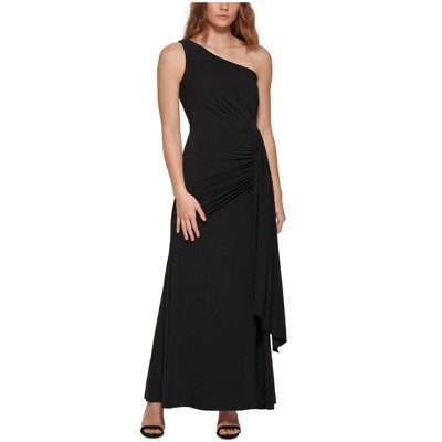 Vince Camuto Womens Ruched One Shoulder Gown Dress