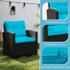 Tangkula 3 Piece Patio Furniture Set Rattan Conversation Set w/Soft Seat & Back Cushions Tempered Glass Topped Coffee Table Turquoise - 3 of 4